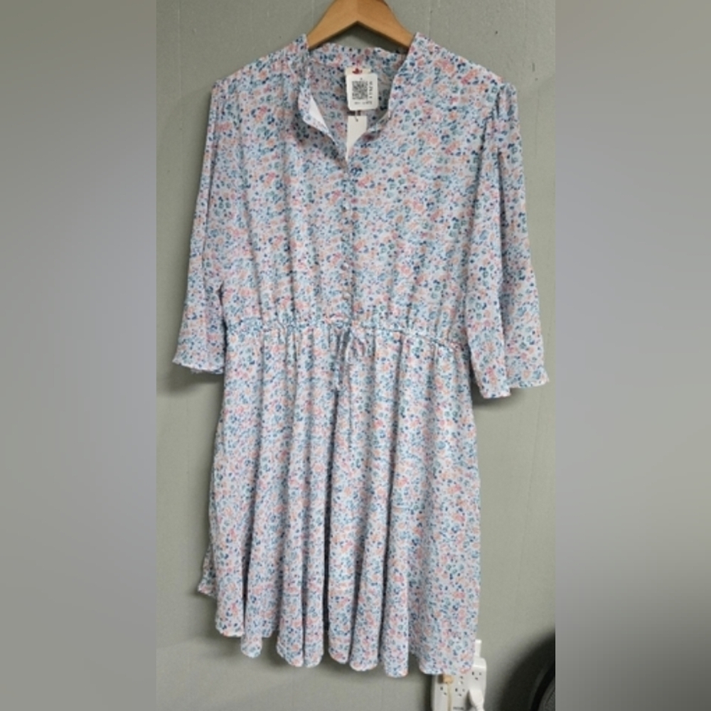 Blue Leopard Floral Print Women's Dress Size 3X